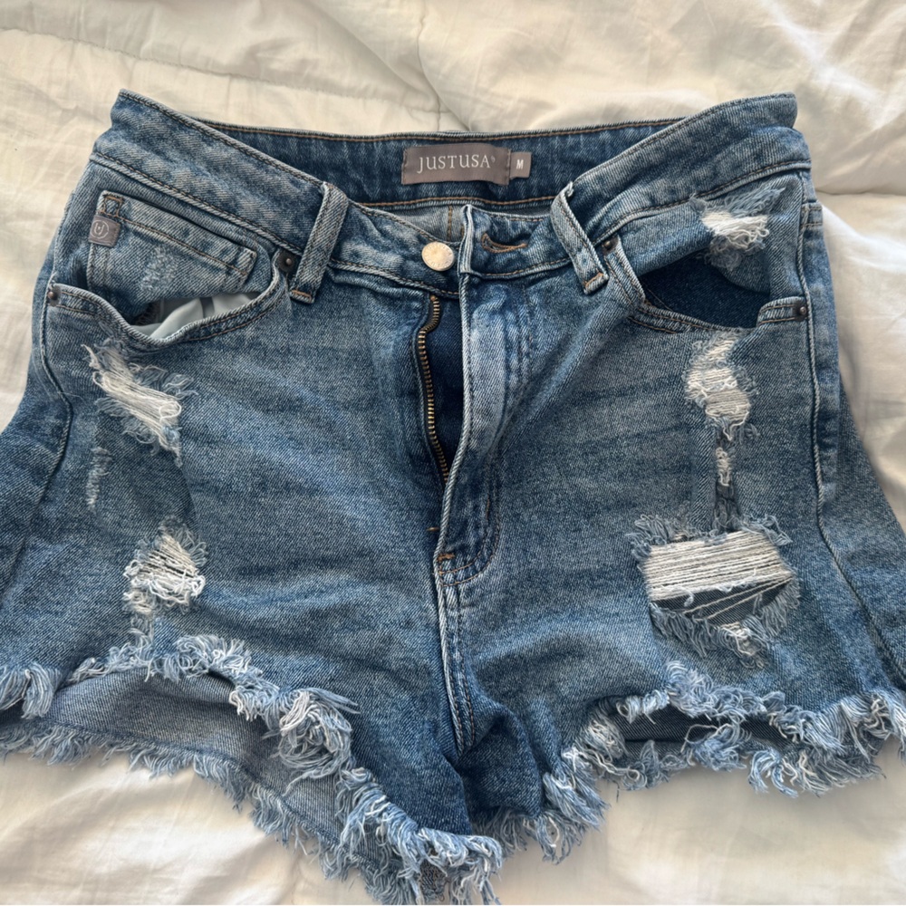 Just USA Women's Distressed Blue Jean Shorts